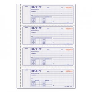 Rediform Money Receipt Book, 7 x 2 3/4, Carbonless Duplicate, 200 Sets/Book RED8L806 8L806