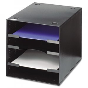 Safco Steel Desktop Sorter, Four Compartments, Steel, 11 x 12 x 10, Black 3112BL SAF3112BL