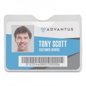 Advantus Security ID Badge Holder with Clip, Horizontal, 3 1/2w x 2 1/2h, Clear, 50/Box AVT75412 75412
