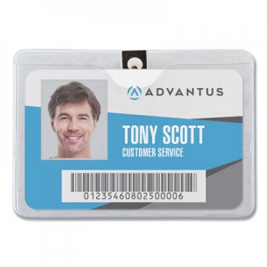 Advantus ID Badge Holder w/Clip, Horizontal, 4w x 3h, Clear, 50/Pack AVT75456 75456