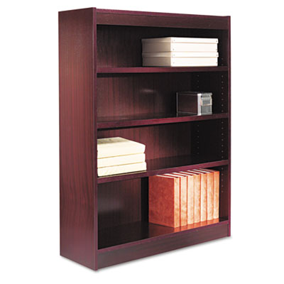 Alera Square Corner Wood Veneer Bookcase, 4-Shelf, 35 5/8w x 11-3/4d x 48h, Mahogany BCS44836MY ALEBCS44836MY