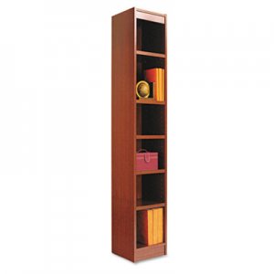 Alera Narrow Profile Bookcase, Wood Veneer, Six-Shelf, 12w x 72h, Medium Cherry ALEBCS67212MC