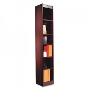 Alera Narrow Profile Bookcase, Wood Veneer, 6-Shelf, 12w x 11-3/4d x 72h, Mahogany BCS67212MY ALEBCS67212MY