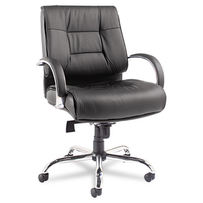 Alera Ravino Big & Tall Series Mid-Back Swivel/Tilt Leather Chair, Black RV45LS10C ALERV45LS10C