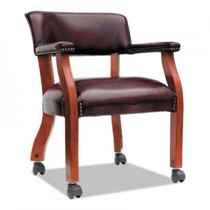 Alera Traditional Series Guest Arm Chair w/Casters, Mahogany Finish/Oxblood Vinyl CE43CVY31MY ALECE43CVY31MY
