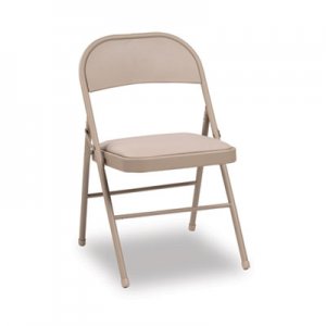 Alera Steel Folding Chair with Two-Brace Support, Padded Seat, Tan, 4/Carton ALEFC94VY50T