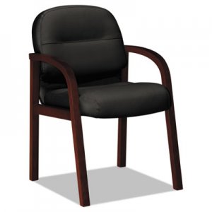 HON 2190 Pillow-Soft Wood Series Guest Arm Chair, Mahogany/Black Leather 2194NSR11 HON2194NSR11