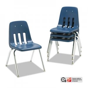 Virco 9000 Series Classroom Chairs, 16" Seat Height, Navy/Chrome, 4/Carton 901651 VIR901651