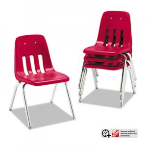 Virco 9000 Series Classroom Chairs, 16" Seat Height, Red/Chrome, 4/Carton 901670 VIR901670