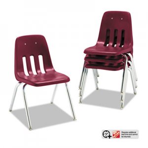 Virco 9000 Series Classroom Chairs, 16" Seat Height, Wine/Chrome, 4/Carton 901650 VIR901650