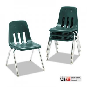 Virco 9000 Series Classroom Chairs, 16" Seat Height, Forest Green/Chrome, 4/Carton 901675 VIR901675