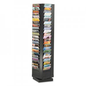 Safco Steel Rotary Magazine Rack, 92 Compartments, 14w x 14d x 68h, Black 4325BL SAF4325BL