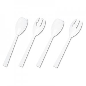 Tablemate Table Set Plastic Serving Forks & Spoons, White, 24 Forks, 24 Spoons per Pack TBLW95PK4 W95PK4