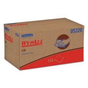 WypAll L10 Towels, POP-UP Box, 1Ply, 9 x 10 1/2, White, 125/Box, 18 Boxes/Carton KCC05320 05320