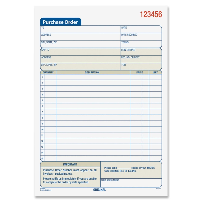 Globe-Weis Carbonless Purchase Order Statement DC5831 ABFDC5831