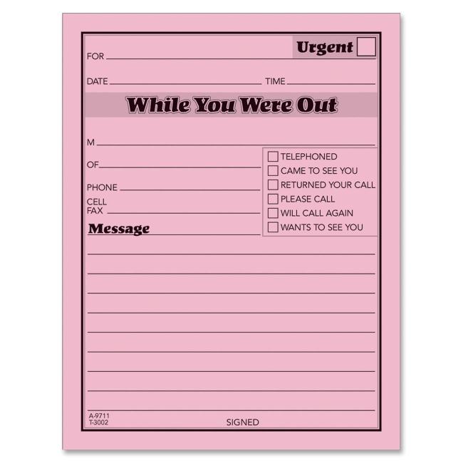 Globe-Weis While You Were Out Message Pad 9711D ABF9711D