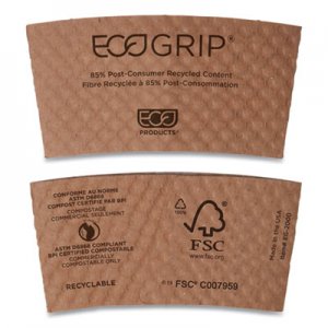 Eco-Products EcoGrip Hot Cup Sleeves - Renewable & Compostable, 1300/CT ECOEG2000 EG-2000