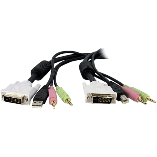 StarTech.com 15ft 4-in-1 USB Dual Link DVI-D KVM Switch Cable w/ Audio & Microphone DVID4N1USB15