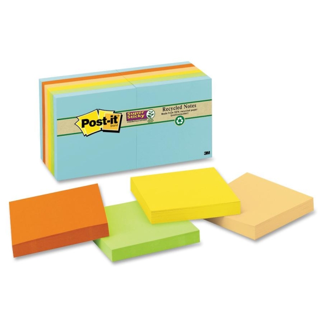 3M Super Sticky Recycled Note 654-12SSNRP MMM65412SSNRP