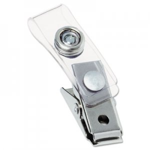 Swingline GBC Metal Badge Clips with Plastic Straps, Silver, 100/Box GBC1122897 1122797