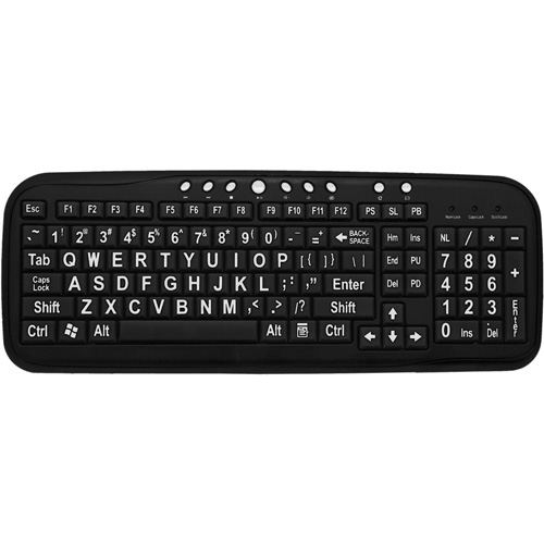 DataCal Enterprises Ezsee Low Vision Keyboard Large White Print Black Keys CD-1039