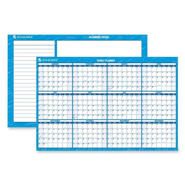 Mead Erasable Yearly Horizontal Wall Planner PM200-28 AAGPM20028