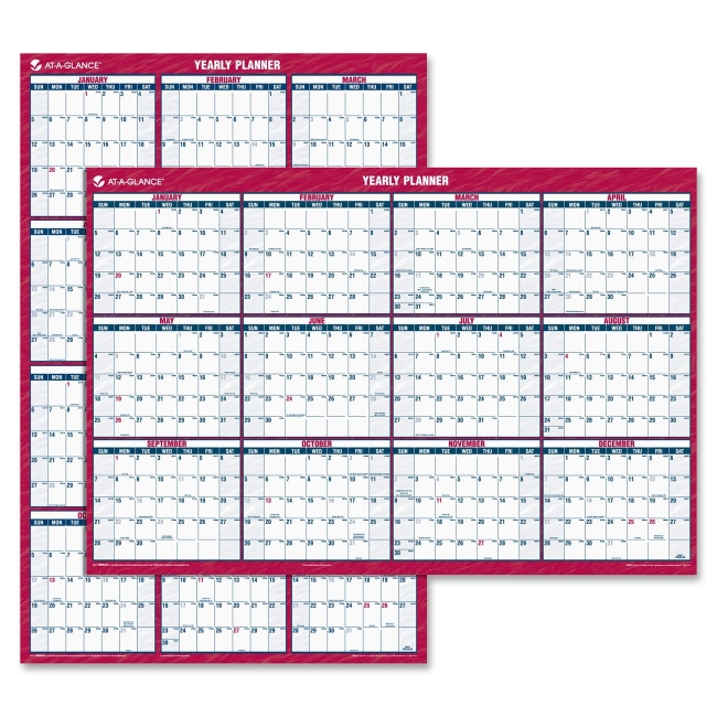 Mead Laminated and Erasable Wall Calendar PM326-28 AAGPM32628