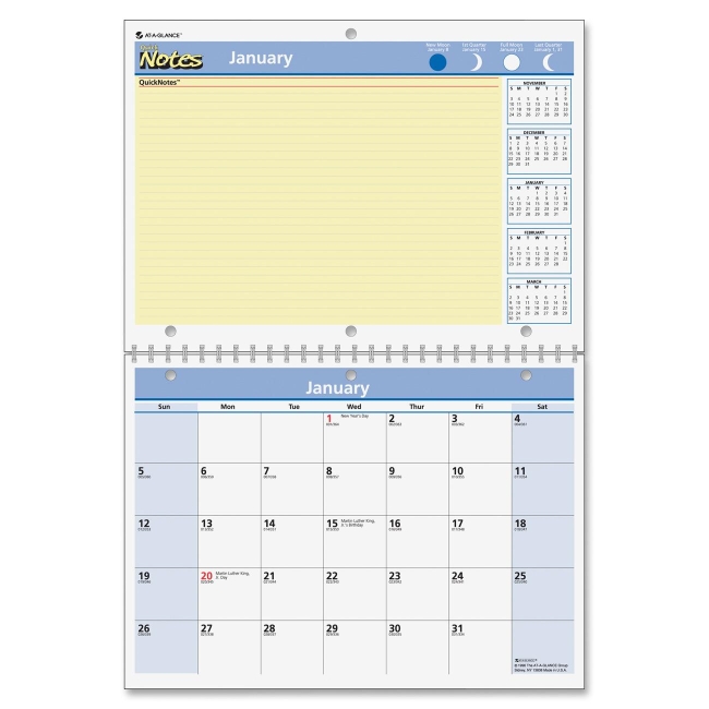 Mead QuickNotes 12-Months Wall Calendar PM50-28 AAGPM5028