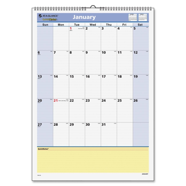 Mead QuickNotes Wall Calendar PM52-28 AAGPM5228