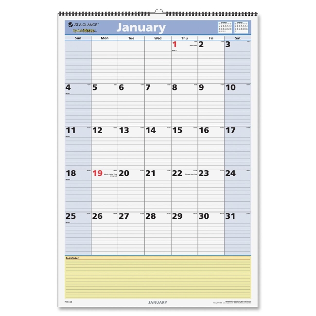 Mead QuickNotes Wall Calendar PM54-28 AAGPM5428