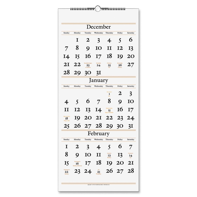 Mead 3-Months Reference Wall Calendar SW115-28 AAGSW11528