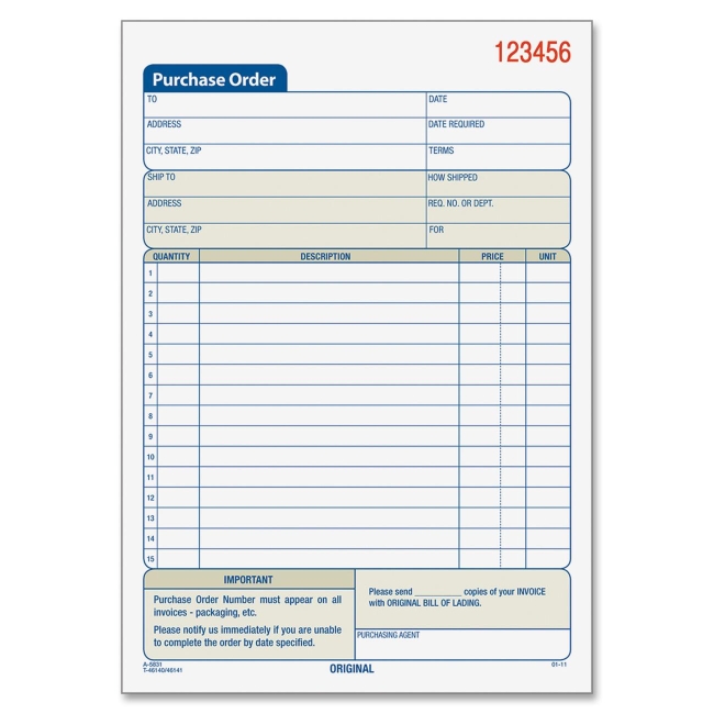 Globe-Weis Purchase Order Form TC5831 ABFTC5831