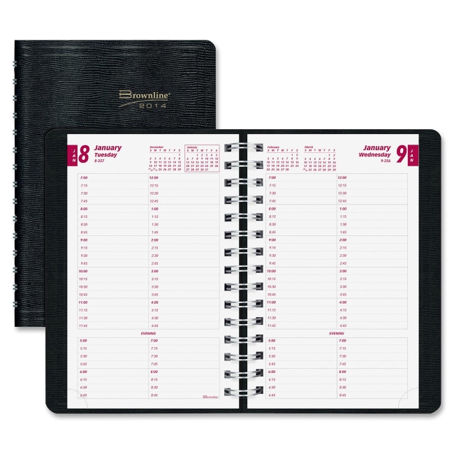 Brownline 12-Month Daily Planner CB800BLK REDCB800BLK
