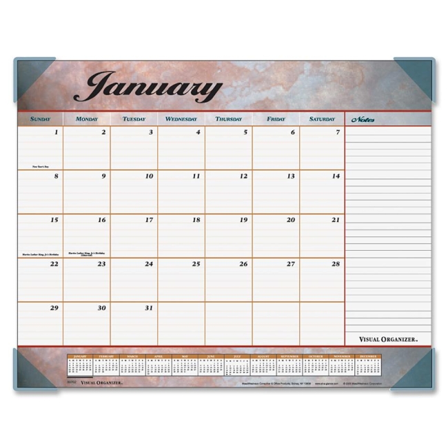 Mead Marble Look Desk Pad Calendar 89702 AAG89702