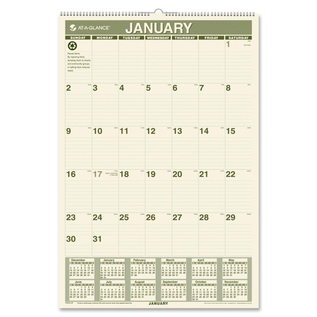 Mead Recycled Wall Calendar PM3G28 AAGPM3G28