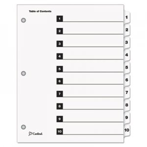 Cardinal Traditional OneStep Index System, 10-Tab, 1-10, Letter, White, 10/Set CRD61013 61013CB