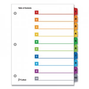 Cardinal Traditional OneStep Index System, 10-Tab, 1-10, Letter, Multicolor, 10/Set CRD61018 61018