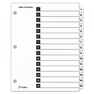 Cardinal Traditional OneStep Index System, 15-Tab, 1-15, Letter, White, 15/Set CRD61513 61513CB