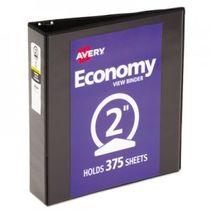 Avery Economy View Binder w/Round Rings, 11 x 8 1/2, 2" Cap, Black AVE05730 05730