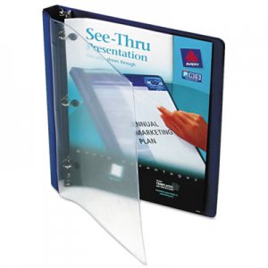 Avery See-Thru View Binder w/Round Rings, 11 x 8 1/2, 1/2" Cap, Blue AVE10801 10801