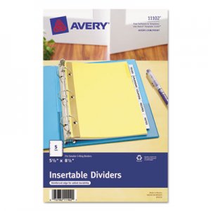 Avery Insertable Standard Tab Dividers, 5-Tab, 8 1/2 x 5 1/2 AVE11102 11102