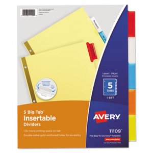 Avery Insertable Big Tab Dividers, 5-Tab, Letter AVE11109 11109