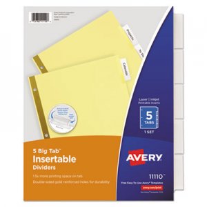 Avery Insertable Big Tab Dividers, 5-Tab, Letter AVE11110 11110
