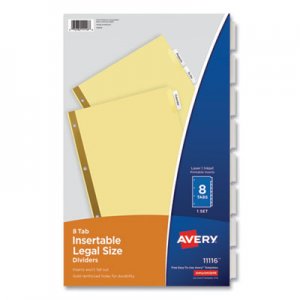 Avery Insertable Standard Tab Dividers, 8-Tab, Legal AVE11116 11116