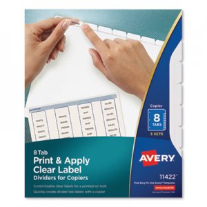 Avery Print and Apply Index Maker Clear Label Dividers, Copiers, 8-Tab, Letter, 5 Sets AVE11422 11422
