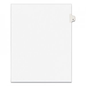 Avery Avery-Style Legal Exhibit Side Tab Divider, Title: 4, Letter, White, 25/Pack AVE11914 11914