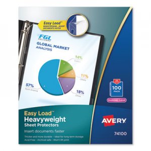 Avery Top-Load Poly Sheet Protectors, Heavy Gauge, Letter, Diamond Clear, 100/Box AVE74100 74100