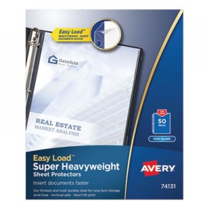 Avery Top-Load Poly Sheet Protectors, Super Heavy Gauge, Letter, Nonglare, 50/Box AVE74131 74131