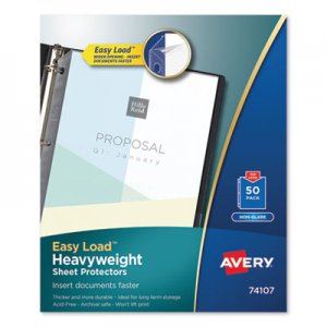 Avery Top-Load Poly Sheet Protectors, Heavy Gauge, Letter, Nonglare, 50/Box AVE74107 74107