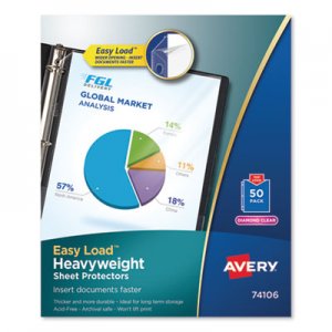 Avery Top-Load Poly Sheet Protectors, Heavy Gauge, Letter, Diamond Clear, 50/Box AVE74106 74106